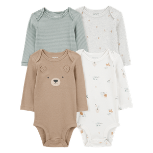 Set 4 Bodies Manga Larga Surtidos Bebés Unisex - Carter's