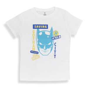 Camiseta Manga Corta Estampada Blanco Niños - Superhéroes