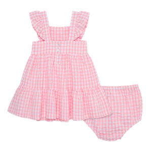 Set Vestido y Calzón Rayas Cuadros Rosa Bebés Niñas - Little Me