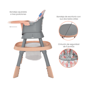 Silla Comedor Seven 7 en 1 Rosado - Priori