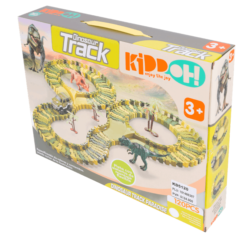 Pista de Carros Dinousarios 120Piezas Armables KIDDOH Pepe Ganga