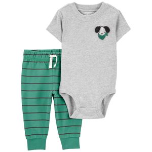 Set Body Gris y Pantalón Rayas Verde Bebés Niños - Carter's