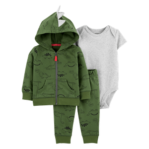 Set Chaqueta Verde, Body Gris y Pantalón Verde Bebés Niños - Carter's