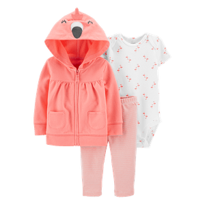 Set Chaqueta Rosa, Body Blanco y Pantalón Bebés Niñas - Carter's