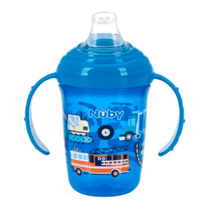 Vaso de Iniciación con Asas Vehículos Azul 240ml - Nuby