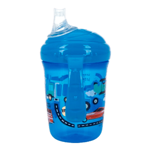 Vaso de Iniciación con Asas Vehículos Azul 240ml - Nuby