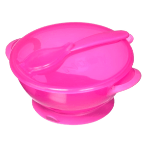 Tazón Succión con Cuchara y Tapa Rosa - Nuby