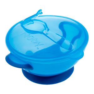 Tazón Succión con Cuchara y Tapa Azul - Nuby