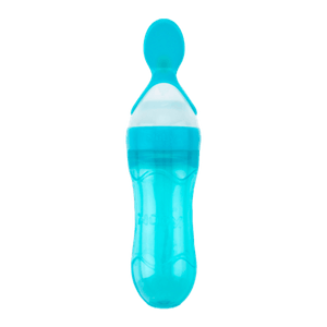 Tetero Silicona con 2 Cucharas Azul - Nuby