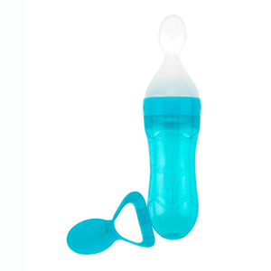 Tetero Silicona con 2 Cucharas Azul - Nuby