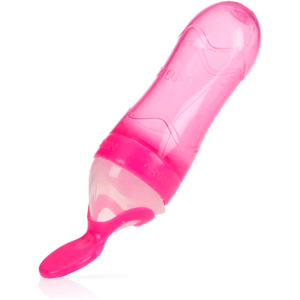 Tetero Silicona con 2 Cucharas Rosa - Nuby