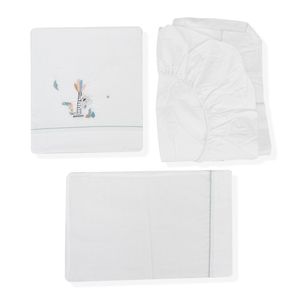 Juego de Sábanas Unisex Blanco/Verde - Monbaby