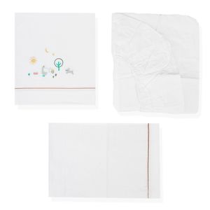 Juego de Sábanas Unisex Blanco/Teja - Monbaby
