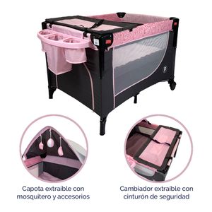 Cuna Colecho Jordi Negro y Rosa - Priori