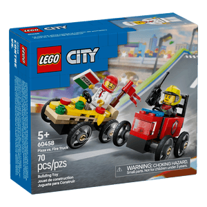 Set Coches de Carreras: Pizza vs Camión de Bomberos 70 Piezas - LEGO