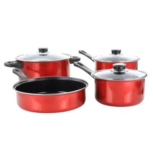 Batería Cardinal Roja Metalizado Antiadherente 7 Piezas - Gibson
