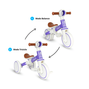 Triciclo 2 en 1 Bicicleta de Balance Forza Blanco y Lila - Prinsel