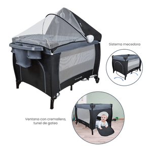 Corral Cuna Mecedora Nápoles Negro - Premium Baby