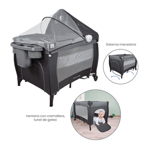 Corral Cuna Mecedora Nápoles Gris - Premium Baby