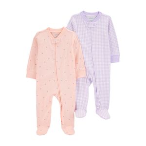 Set 2 Pijamas Enterizas Rosa y Morada Bebés Niñas - Carter's