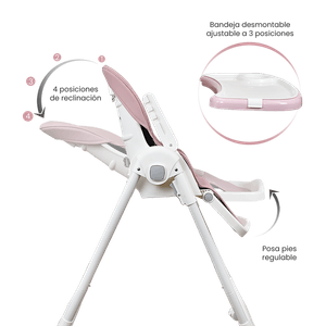 Silla Comedor para Bebé Posiciones Galaxy Rosado - Priori