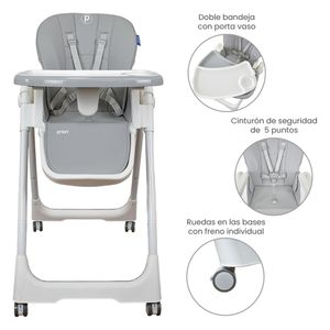 Silla Comedor para Bebé Posiciones Galaxy Gris Claro - Priori