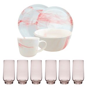 Set Vajilla 16 Piezas y 6 Vasos 520ml - Ikhome