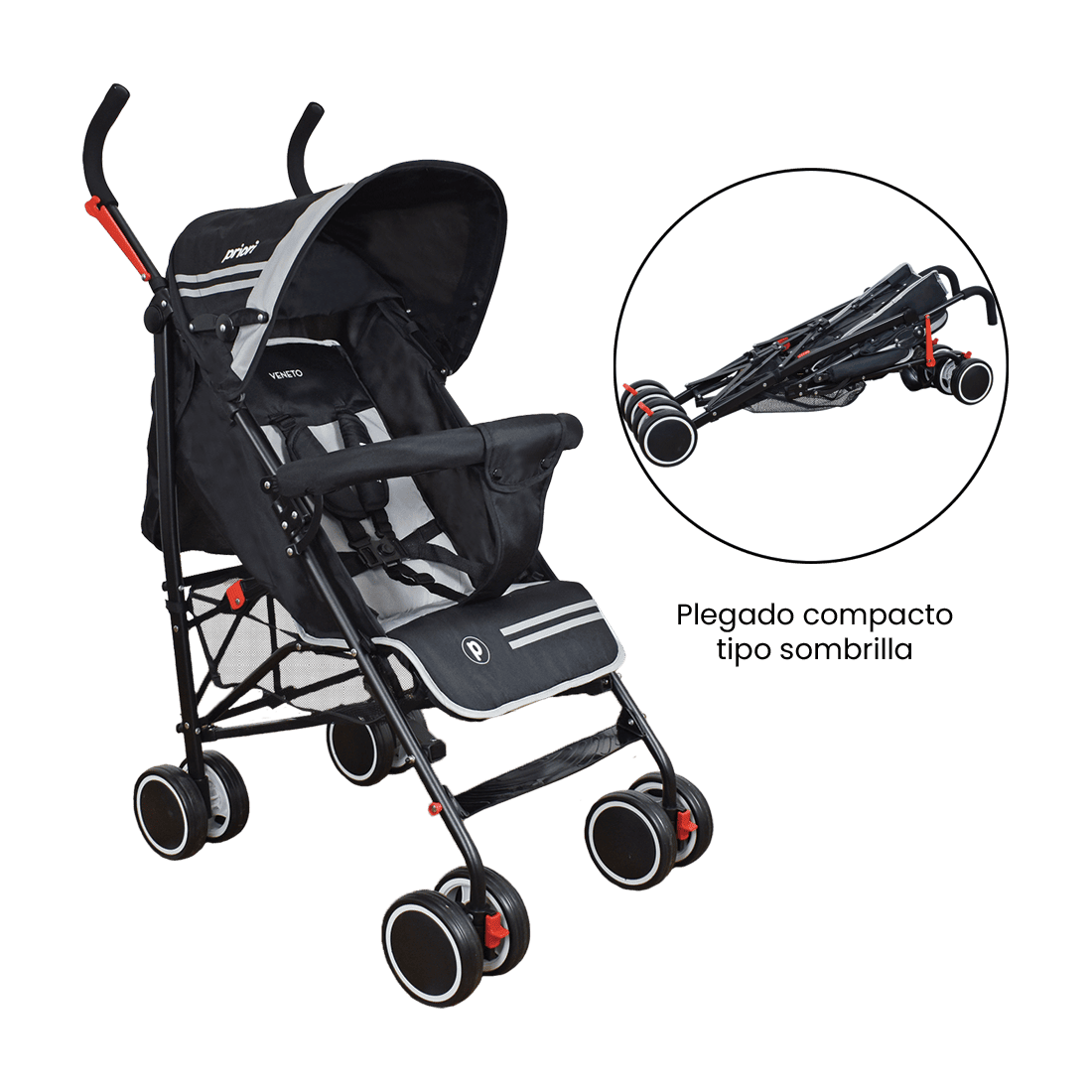 Coche Paseador para Bebé Veneto Line Negro Priori Pepe Ganga
