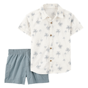 Set Camisa Manga Corta y Short Verde Niños - Carter's