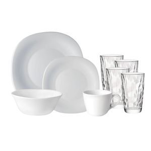 Vajilla Semicuadrada Parma 16 Piezas con 4 Vasos Diamond - Bormioli Rocco