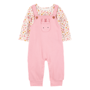Set Overol Rosado y Camiseta Estampada Bebés Niñas - Carter's