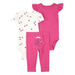 Set 2 Bodies Manga Corta y Pantalón Rosa Bebés Niñas - Carter's