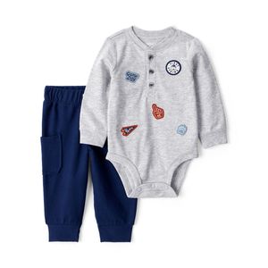 Set Body Gris y Pantalón Azul Bebés Niños - Carter's