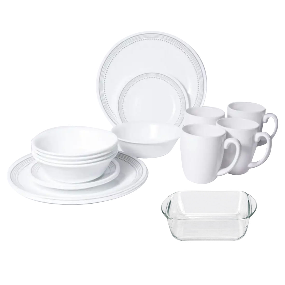 Combo Vajilla Mystic 16 Piezas y Refractaria 1L Corelle Pepe Ganga