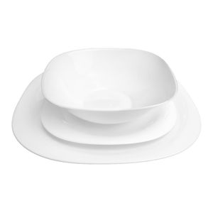 Vajilla Blanca en Opal Quebec Cuadrada 12 Piezas - Essenza