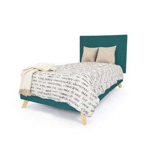 Set Cabecero Liso y Base Cama Verona Semidoble Hogar Venecia - Petróleo