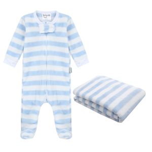 Set 2 Piezas Pijama con Pie y Cobija Niño Azul