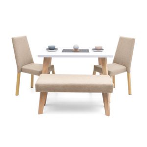 Comedor 4 Puestos Oregon, 2 Sillas + Banca Trigo en Tela Hogar Venecia