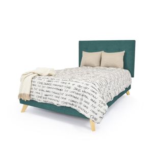 Set Cabecero Capitoneado y Base Cama Verona Semidoble Hogar Venecia - Petróleo