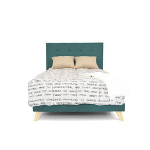 Set Cabecero Capitoneado y Base Cama Verona Semidoble Hogar Venecia - Petróleo
