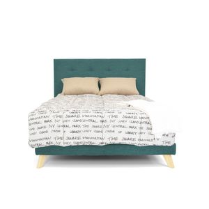 Set Cabecero Capitoneado y Base Cama Verona Queen Hogar Venecia - Petróleo
