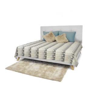 Set Cabecero Capitoneado y Base Cama Verona King Hogar Venecia - Plata