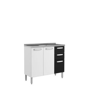 Mueble  Inferior de Cocina Con Lavaplatos 120 Cm Evidence Plus Negro