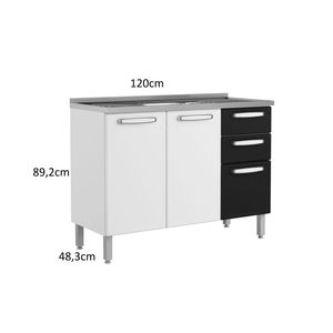 Mueble  Inferior de Cocina Con Lavaplatos 120 Cm Evidence Plus Negro