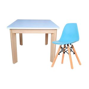 Mesa Infantil Cuadrada + Silla Eames Kid Ekonomodo - Azul