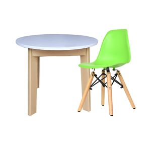 Mesa Redonda Infantil + Silla Eames Kids Ekonomodo - Verde