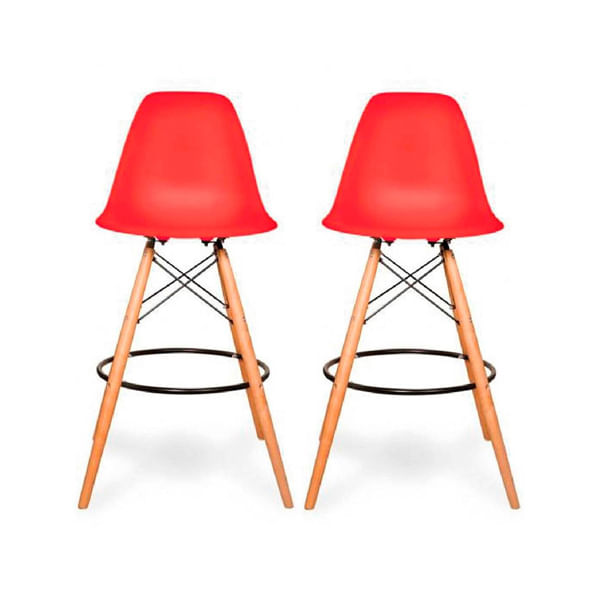 Set 2 Sillas Eames Bar Ekonomodo - Rojo