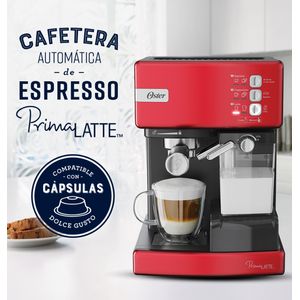 Cafetera Automática de Espresso Roja PrimaLatte BVSTEM6603SS - Oster