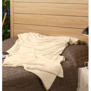 Cobija Flannel Fleece Beige Oscuro 250 x 230 cm - Mano de Oso