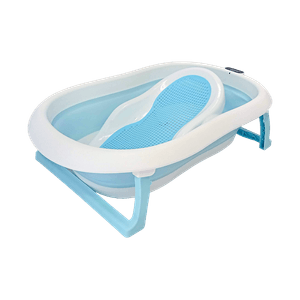 Bañera Plegable con Alzador y Termómetro - Azul